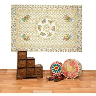 KUNST UND MAGIE Wandteppich Tagesdecke Wandbehang Deko Tuch Elefant Mandala Wandteppich Boho Goa bunt