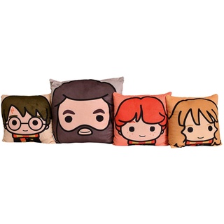 Elbenwald Harry Potter Kissen Set 4-teilig Harry Hermine Ron Hagrid Chibi Style 30 x 30 cm und 40 x 40 cm