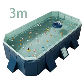 Familienpool - Faltbarer Gartenpool 3 m - Großes Schwimmbecken - Nicht aufblasbar - Aufstellpool für Garten und Terrasse - 3 m - Blau