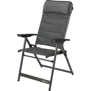 BERGER Slimline Klappstuhl Camping Alu I 5-Fach Verstellbarer Campingstuhl mit Armlehnen & Kopfkissen I gepolsterter Hochlehner klappbar I belastbar bis 120 kg (Anthrazit)