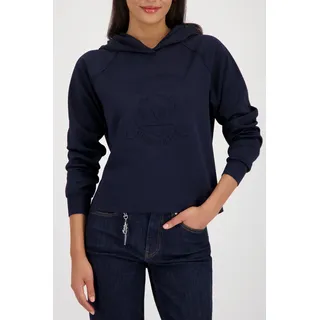 Sweatshirt MONARI, Damen, Gr. 44, marine, Sweatware, Obermaterial: 96% Polyester, 4% Elasthan, clean, unifarben, regular fit normal, Rundhals, Bündchen, Sweatshirts Sweatshirt, mit Kapuze