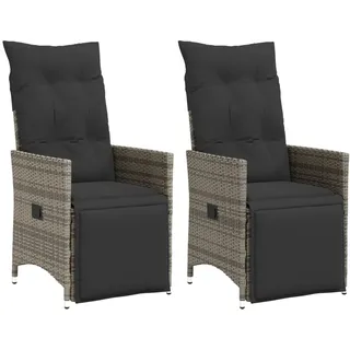vidaXL Gartensessel mit Kissen 58 x 69,7 x 28,9 cm grau 2 St.
