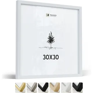 Heimlich® - Bilderrahmen - 30x30 cm, Ayous-Holz, Weiß - Mittelgroßer quadratischer Bilderrahmen mit Folienabdeckung - Nur zur Wandmontage