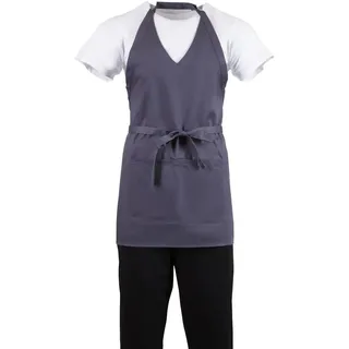Whites Chefs Clothing Weiße Kellnerschürze mit V-Ausschnitt, anthrazitgrau