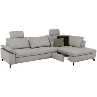Beldomo Style Ecksofa Sense, Grau, Metall, 3-Sitzer, Ottomane rechts, Eckteil, L-Form, 291x197 cm, Goldenes M, Typenauswahl, Fußauswahl, Stoffauswahl, seitenverkehrt erhältlich, individuell planbar, Wohnzimmer, Sofas & Couches, Wohnlandschaften, Ecksofas