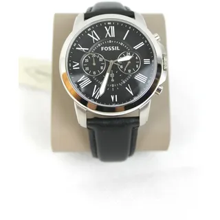 Fossil FS4812IE Chronograph Herrenuhr Grant mit Leder Armband schwarz