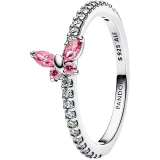 Pandora Timeless Glitzernder Schmetterling Ring Silber Pink Gr. 52