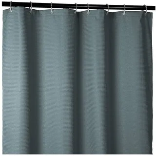 ANRO Duschvorhang WAFFEL Anti-Schimmel Waffel Hochwertig Badezimmervorhang Wasserperlend Breite 180 cm (Packung, 1-tlg., Duschvorhang inkl. Aufhängeringe), robuster Vorhang Stangenaufhängung 180x200cm Spa Design Türkis blau 180 cm x 200 cm