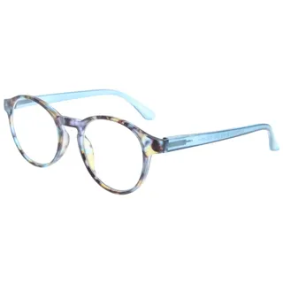 Farbenfrohe Fertig-Lesebrille in Panto-Form TUCANA aus Kunststoff mit Federscharnier in Blau + 2,00 dpt