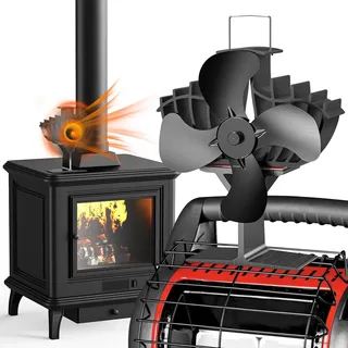 The Three Musketeers Kaminventilator ,Doppel Chip Kaminventilator Ofenventilator ohne Strom, Leiser großer Kamin Ventilator für Holz/Brennholz/Feuerstelle/Ofenrohr