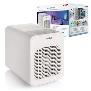 Reer 4in1 Air Purifier, Luftreiniger mit HEPA und Aktivkohle Filter mit beruhigendem Nachtlicht, Sternenhimmelprojektion, Einschlafliedern und Naturgeräuschen | 99,95% saubere Luft