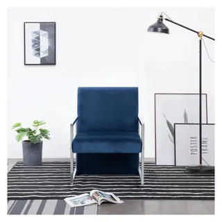vidaXL Sessel mit verchromten Füßen Samt 1 x 1 x 1 cm Blau mit Liegeposition