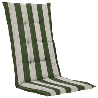 Sesselauflage, Grün, Creme, Textil, Streifen, Füllung: Schaumstoff, rechteckig, 123x5x50 cm, pflegeleicht, hochwertige Qualität, formstabil, mittels Gurtband zu befestigen, Bändern für den Außenbereich geeignet, langlebig, Outdoor-Kissen, Gartenstuhlauflagen, Hochlehner-Auflagen
