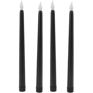 YWBL-WH LED-Stabkerzen, 4 Stück, 25,4 Cm, Flammenlose Stabkerzen, LED-Kerzen, Licht, Batteriebetrieben, Elektrisch, Warmes Licht für Tischröcke (Schwarz)