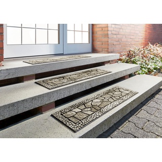 Stufenmatte Outdoor, 2er Set, Andiamo, rechteckig, Höhe: 6 mm, Outdoor-Stufenmatten, Stein Motiv, Gartenbereich, Außenbereich grau