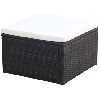 vidaXL Hocker mit Kissen Sitzhocker Balkon Gartenhocker Fußhocker Rattanhocker Gartenmöbel Sitzhocker Poly Rattan 53x53x30cm Braun