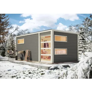 Karibu Hygge mit Vorraum inkl. 9 KW Ofen + Steuerung Easy Finnisch terragrau