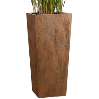 Pflanzwerk® Pflanzkübel Bodenvase Fiberglas Conic ROST 70x33x33cm *Frostbeständige Blumenkübel* *Deutsche Premiumqualität* *Lotus-Effekt Imprägnierung*