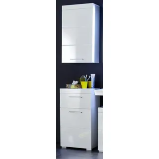 Badezimmer Badmöbel Set weiß Hochglanz Badkombination 2-teilig 37 x 190 Amanda