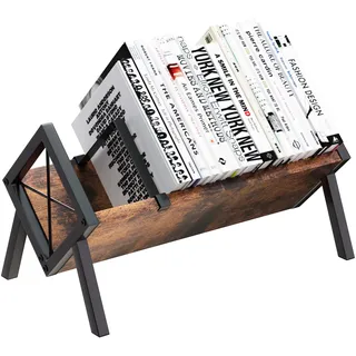 ASIFMTHOT Schreibtisch-Bücherregal, Retro Tisch-Bücherorganisator & Mini kippendes Bücherregal für Bücher/Magazine/Alben - Schwarz
