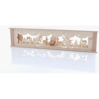 Rudolphs Schatzkiste Schwibbogenerhöhung mit Rehen an der Futterkrippe und Beleuchtung BxHxT 52x10x10cm NEU Lichterbogen Fensterbogen Spitzbogen Erzgebirge Seiffen Weihnachten Licht Holz Dekoration