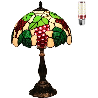 Uziqueif Tiffany Tischlampe, nachttischlampen für Schlafzimmer, Vintage Tiffany lamp,Tischlampen für Schlafzimmer Nachttischlampe Arbeitszimmer Office, Mit E27 LED Birne,A