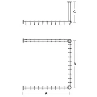 None Duschvorhangstange U-Form 1000 cm