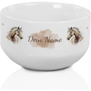 GRAZDesign Müslischale Pferd personalisiert Kinder & Erwachsene, Schüssel für Frühstück, Müsli, Suppe, Kindergeschirr mit Namen, Keramik