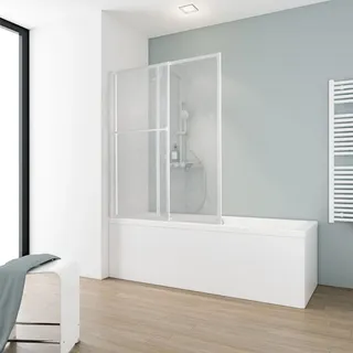Schulte Home Schulte Duschabtrennung 2-teilig mit Kunstglas, ausziehbar und schwenkbar, Breite 700-1180 mm, Höhe 1400 mm, Profilfarbe: Alpinweiß - Weiß