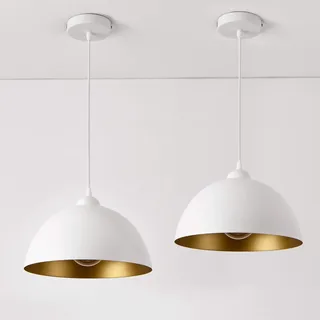 lux.pro Hängeleuchte im 2er-Set Hängelampe E27 Deckenleuchte Metall Weiß-Gold