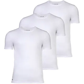LACOSTE Herren T-Shirts, 3er Pack - Essentials, Rundhals, Slim Fit, Baumwolle, einfarbig Weiß / 2XL