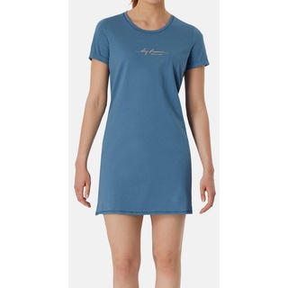 Schiesser Nachthemd Casual Essentials (1-tlg) Nachthemd - Baumwolle - Atmungsaktiv - Gesamtlänge 90 cm blau|grau 48