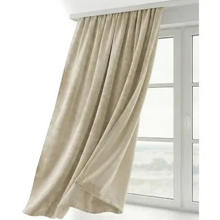 Beautex Verdunkelungsvorhang Samt Vorhang Kräuselband U-Band Gardine Velvet abdunkelnd (1 St), Hakenaufhängung, abdunkelnd, Weicher Samtstoff, lichtmindernd, pflegeleicht, blickdicht beige 140 cm x 245 cm