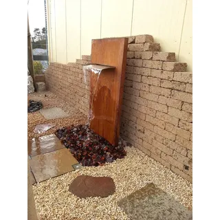 garten-wohnambiente Wasserwand 175/90/30 cm mit Wasserfall 75 cm Cortenstahl Roststahl Cortenstahlwand Wasserfall Wasserauslauf