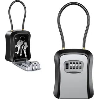 Schlüsseltresor Schlüsselbox, Re-settable Code Key Storage Lock Box mit 4 Ziffernkombination, Schlüsselsafe, Hängend & Wandmontage Schlüsselkasten, Key Lock Box Rostfrei Legierung, für Büro, Zuhause