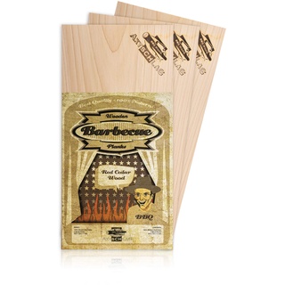 Axtschlag Grillbretter Zedernholz, 3 Wood Planks zum schonenden Garen mit aromatischer Rauchnote und Servieren, für alle Grills & Smoker, 300x150x11 mm, mehrfach verwendbar