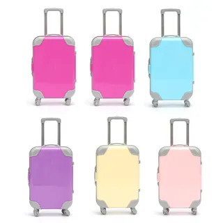 6 Stück Mini Koffer Geschenkbox Rollen+Griff Geschenkverpackung & Spardose | Kunststoff, für Geldgeschenke, Reisekasse, Urlaubskasse, Reisegutschein, zum Verpacken von Geschenken für Reisen & Urlaub
