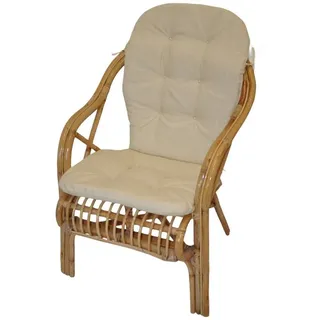 Rattani Rattanstuhl Rattansessel, Rattanstuhl Mandurah inkl. Polster, Bequemer Rattansessel hochwertige Verarbeitung beige