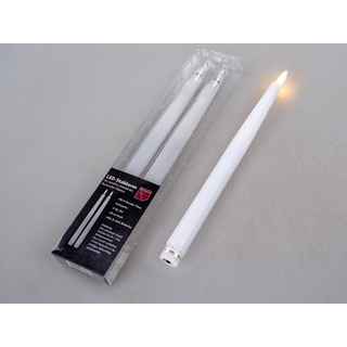 formano LED-Kerze Stabkerze Spitzkerze im 2er SET weiß oder bordeauxrot 28cm, LED Stabkerze mit Timerfunktion weiß