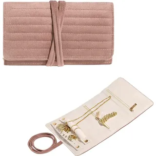 Lidxfeo Samt Schmuckrollen, Schmuck Jewelry Organizer Schmucktasche, Rolle Schmuckaufbewahrung Reise für Damen, für Armbänder, Halsketten, Ohrringe und Mehr Schmuck, für Reisen, Urlaub usw
