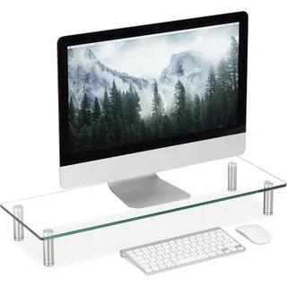 Bildschirmständer Glas, TV Aufsatz, Notebookständer Höhenverstellbar 9 - 11