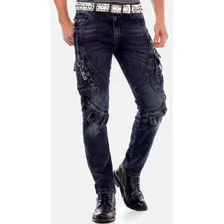 Cipo & Baxx Cargojeans Jeans mit Verschlussschnallen und Stickereien, CD-440 blau 33