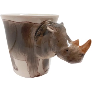 Nashorn Tasse Tier Tasse 3d Keramik Tassen Tier Henkel Tier Keramik Tasse als Geschenk für Tierfreunde Nashorn 14 x 15 x 10 cm