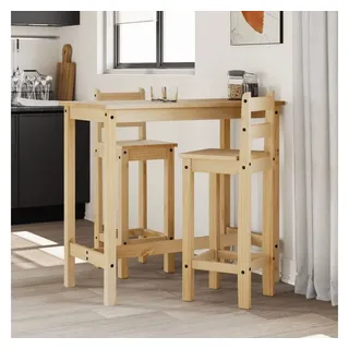 furnicato Bargruppe Bar-Set aus massivem Kiefernholz Honigwachs 112x57x101 cm Tisch, 37x38, (1-tlg), Sitzgruppe mit ergonomischer Rückenlehne und integrierter Fußstütze braun 57 cm x 101 cm x 112 cm