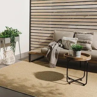 benuta Basic In- & Outdoor Teppich Wohnzimmer Iowa - Beige 200x300 cm - Boho Jute-Look - Wetterfest für Balkon, Terrasse - Schlafzimmer, Küchenteppich & Wohnzimmerteppich - Strapazierfähig & Robust