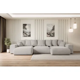 altdecor Eckcouch Samt U-Form 3-Sitzer Braun/Grau