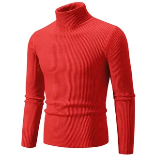 Liyinco Rollkragenpullover für Herren Winter Warme gestrickte einfarbige Pullover Herren Slim Fit lässiger Rollkragen-Strick Herrenpullover für den Herbst