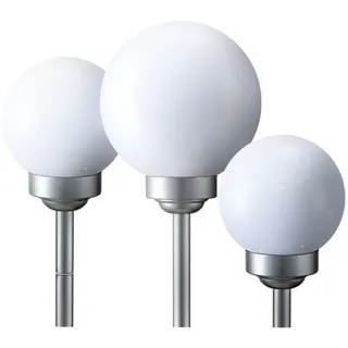 ETC Shop Solarleuchte Kunststoff, Metall 15 und 20 cm 3er Set weiß