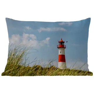MuchoWow Dekokissen Meer - Leuchtturm - Deutschland, Outdoor-Dekorationskissen, Kissen, Kissenbezug, 60x40 cm bunt 60 cm x 15 cm x 40 cm