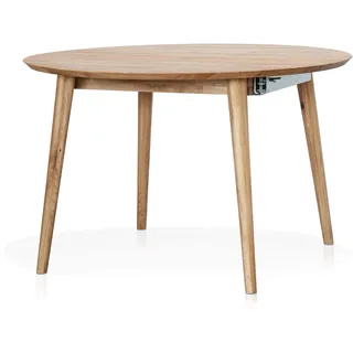 moebel-eins ASCON Esstisch XL/Ausziehtisch rund 120/165 cm, Material Massivholz, Wildeiche geölt